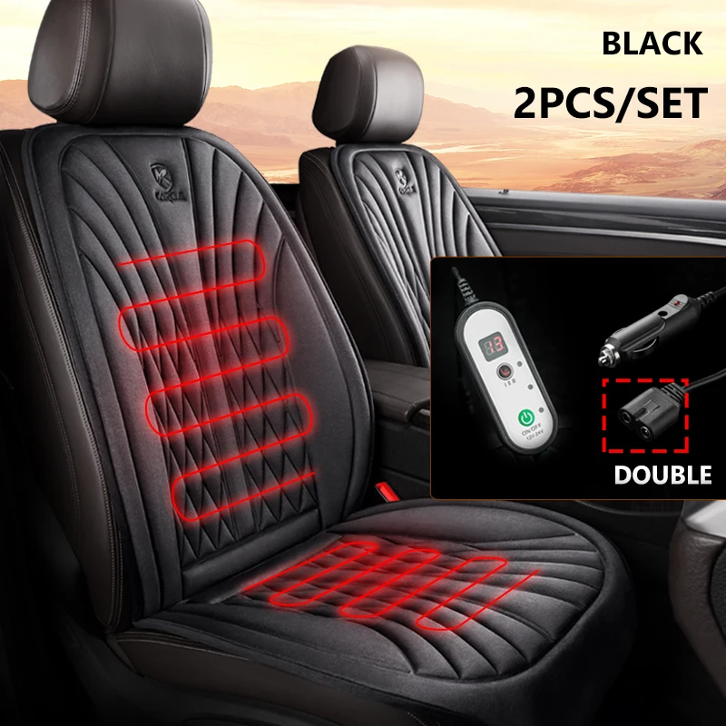 2Pcs/set 12V/24V Heated Car Seat Cover Winter Seat Heating Car Seat Protector Universal Car Seat Heating Car Covers In Salon - Image 9