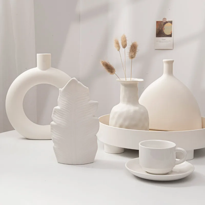 Nordic Plastic Vase White Imitation Ceramic Flower Pot Plants Vases Home Wedding Decorative Dining Table Decor Ваза Для Цветов - Image 4