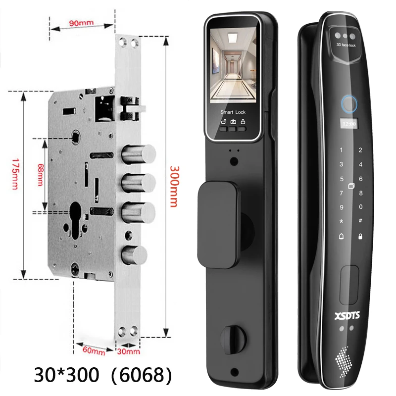 3D Face Smart Door Lock Security Camera Monitor Intelligent Fingerprint Password Biometric Electronic Key Unlock - Image 9