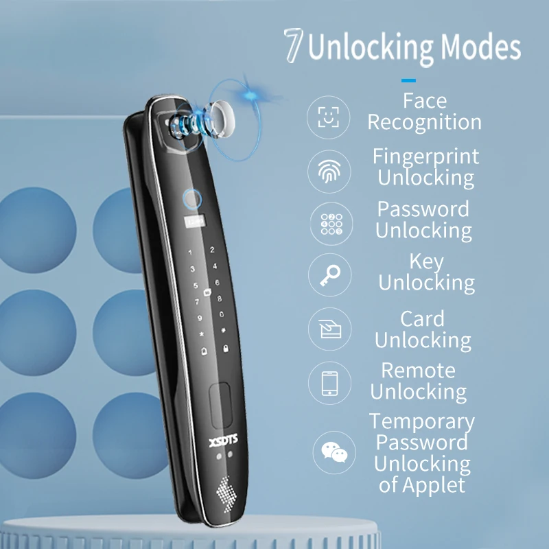 3D Face Smart Door Lock Security Camera Monitor Intelligent Fingerprint Password Biometric Electronic Key Unlock - Image 6