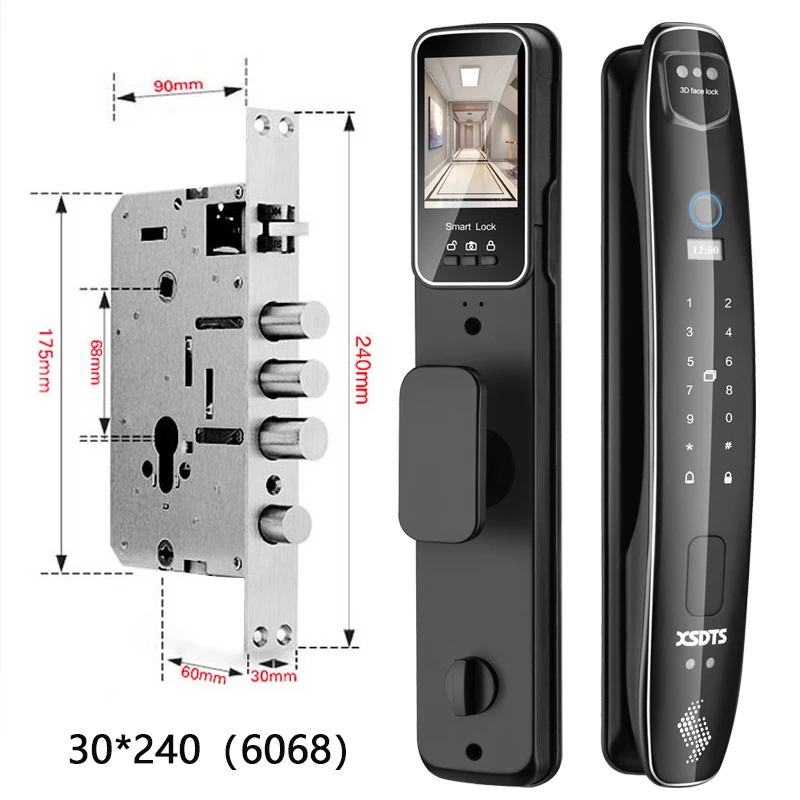 3D Face Smart Door Lock Security Camera Monitor Intelligent Fingerprint Password Biometric Electronic Key Unlock - Image 11