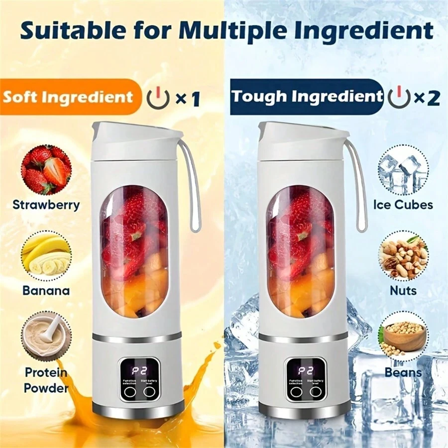 2024 New USB Charging Portable Juicer 12 Blade Head 3 Gears Adjustable Double Cover Design Long-lasting High-Power Ice Crusher - Image 5