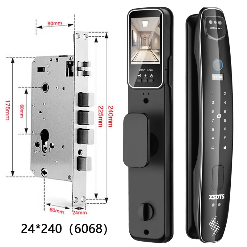3D Face Smart Door Lock Security Camera Monitor Intelligent Fingerprint Password Biometric Electronic Key Unlock - Image 10