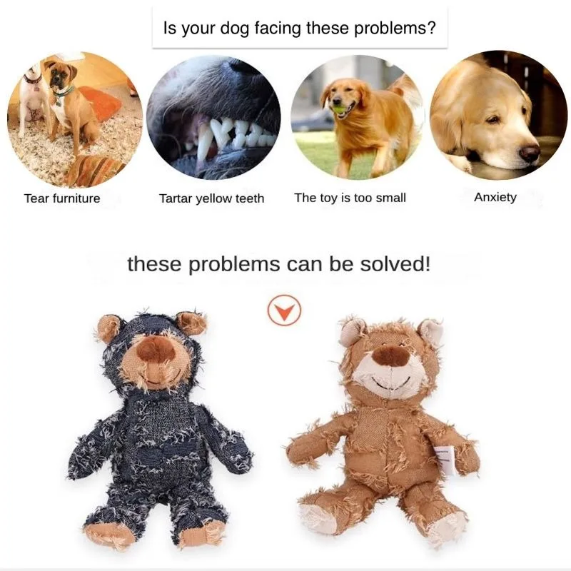 Pet Teddy Bear Soundmaking Toy Plush Interactive Dog Toys Grinding Cleaning Teeth Anti Bite Abreact Plaything Bear Pets Supplies - Image 4