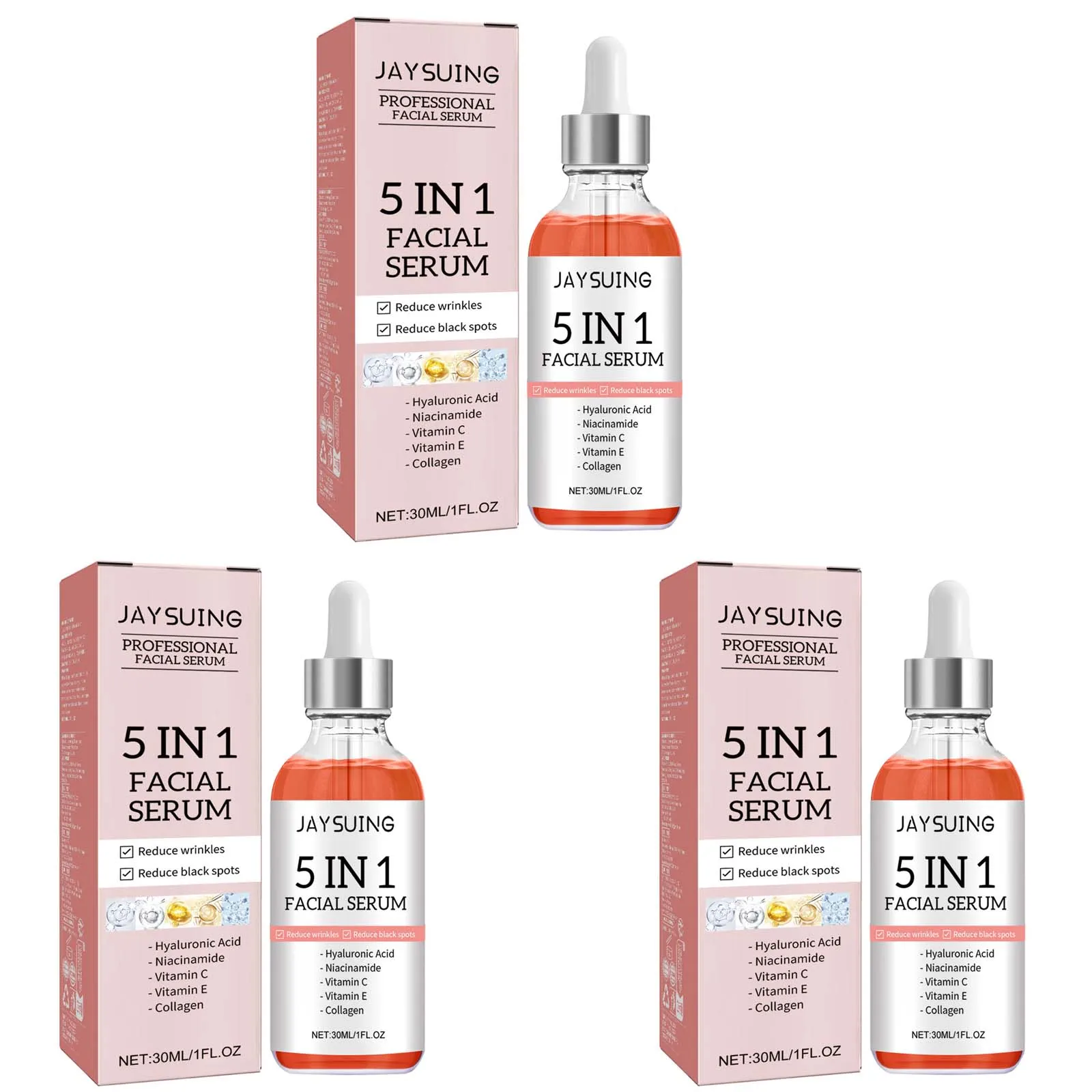 5 In 1 Facial Serum Fade Fine Lines Firming Skin Shrink Pores Moisturizing Brightning Vitamin C Hyaluronic Acid Face Serum - Image 7