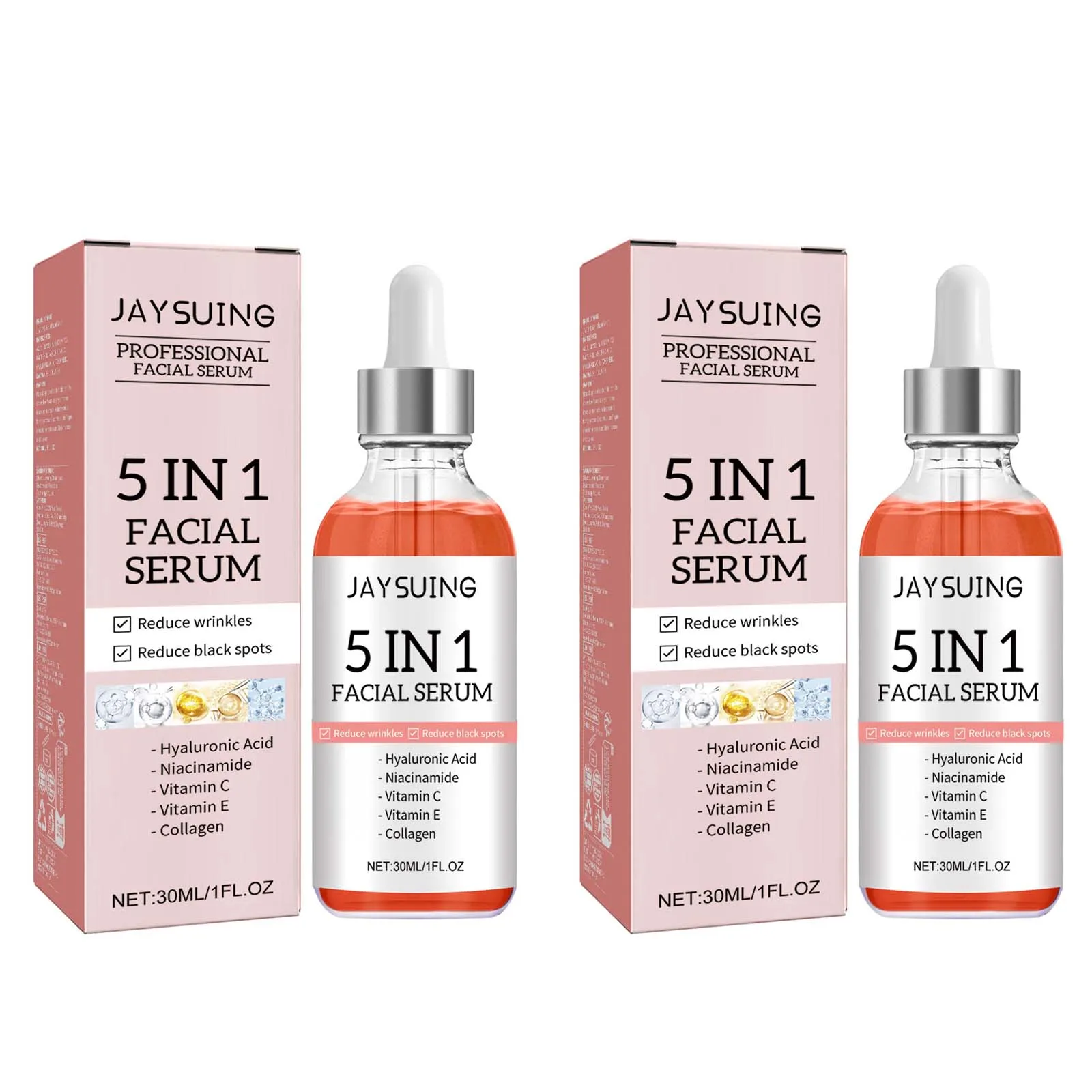 5 In 1 Facial Serum Fade Fine Lines Firming Skin Shrink Pores Moisturizing Brightning Vitamin C Hyaluronic Acid Face Serum - Image 9