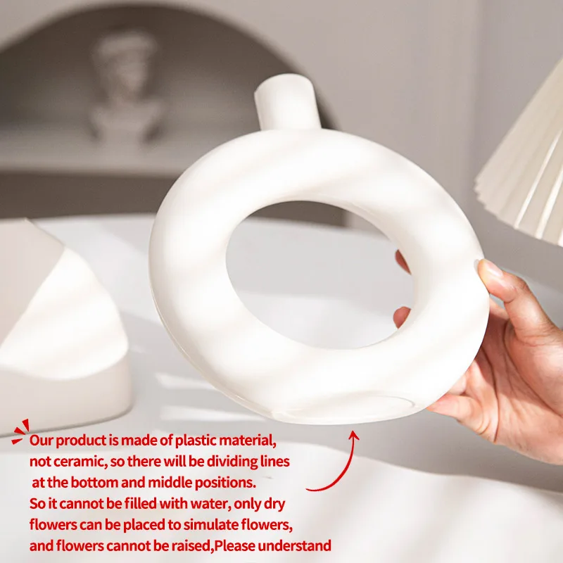 Nordic Plastic Vase White Imitation Ceramic Flower Pot Plants Vases Home Wedding Decorative Dining Table Decor Ваза Для Цветов - Image 6