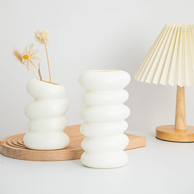 Nordic Plastic Vase White Imitation Ceramic Flower Pot Plants Vases Home Wedding Decorative Dining Table Decor Ваза Для Цветов - Image 5