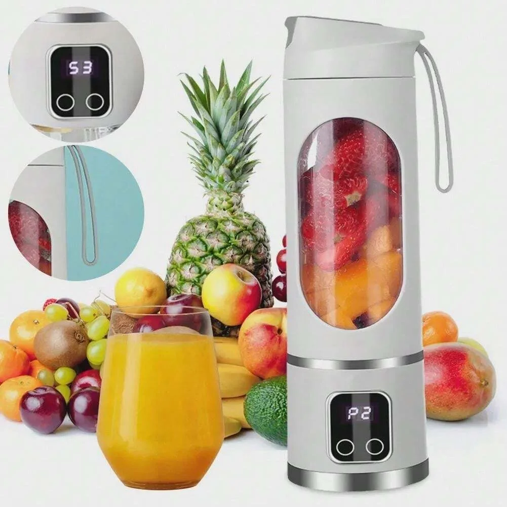 2024 New USB Charging Portable Juicer 12 Blade Head 3 Gears Adjustable Double Cover Design Long-lasting High-Power Ice Crusher