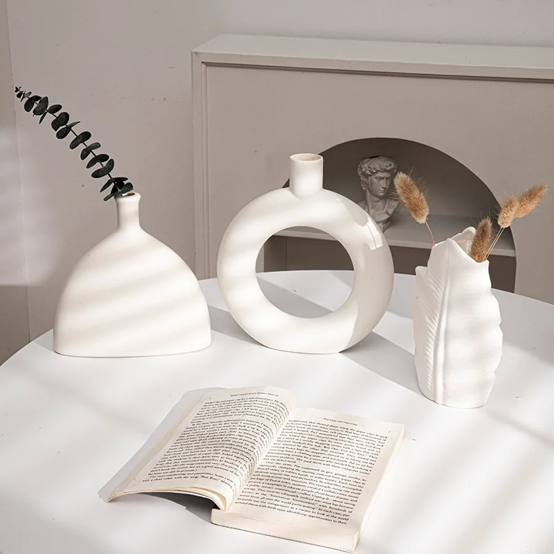 Nordic Plastic Vase White Imitation Ceramic Flower Pot Plants Vases Home Wedding Decorative Dining Table Decor Ваза Для Цветов - Image 2