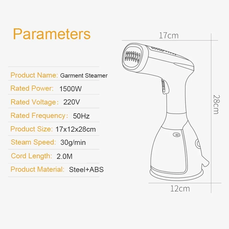 220V Hand Garment Iron Steamer for Clothes 1500W Powerful 280ml Portable Fabric Steamer Travelling Home Steam Generator - Image 3
