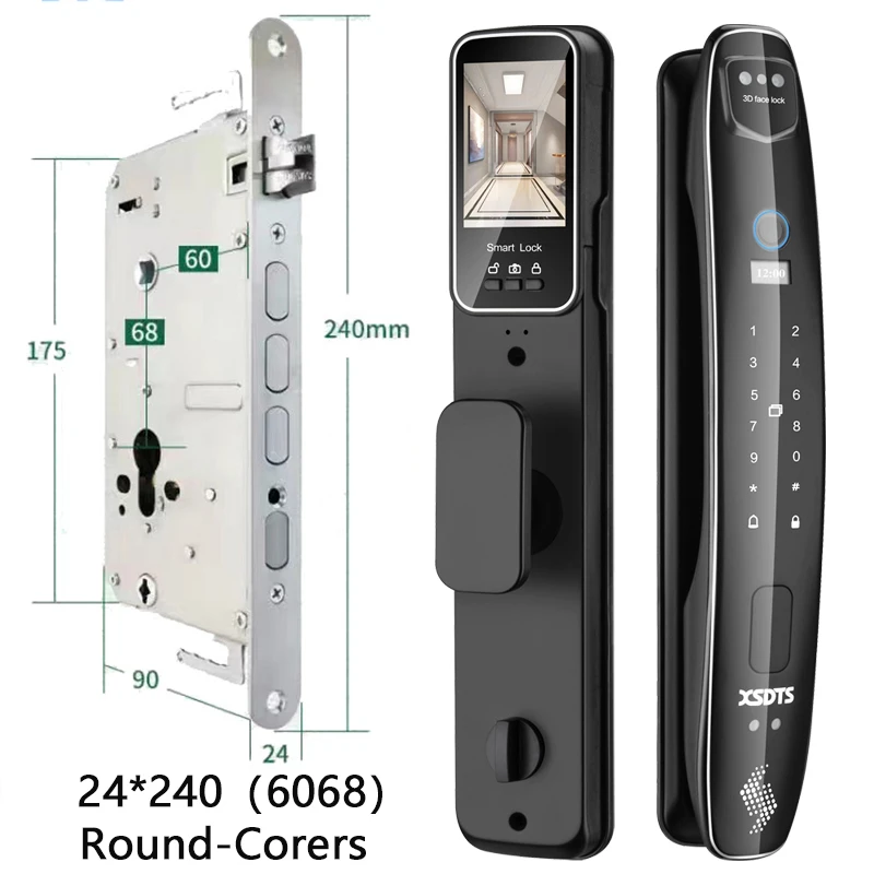 3D Face Smart Door Lock Security Camera Monitor Intelligent Fingerprint Password Biometric Electronic Key Unlock - Image 12