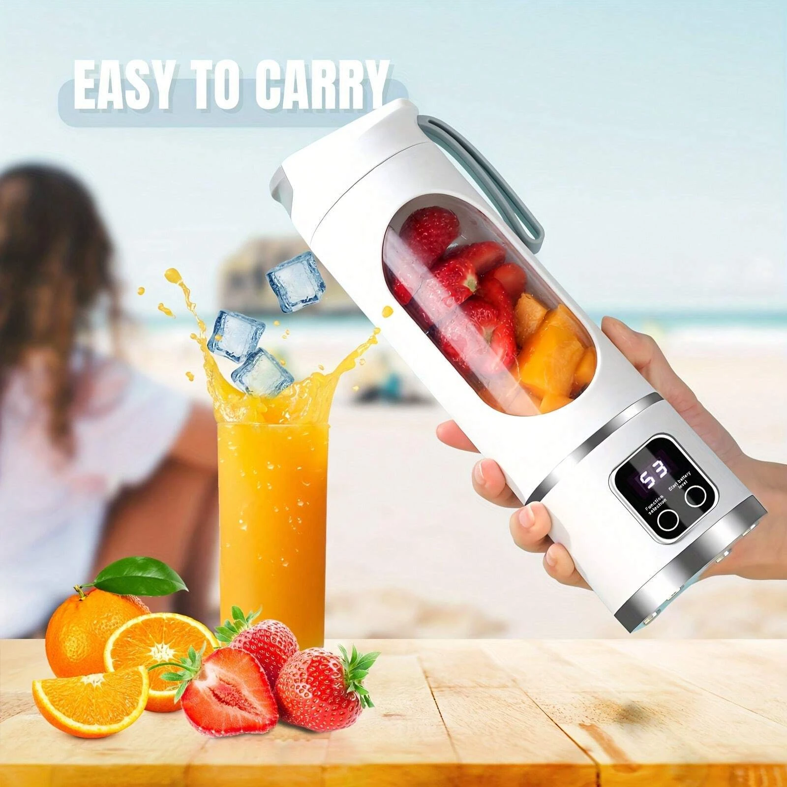 2024 New USB Charging Portable Juicer 12 Blade Head 3 Gears Adjustable Double Cover Design Long-lasting High-Power Ice Crusher - Image 2