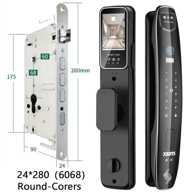 3D Face Smart Door Lock Security Camera Monitor Intelligent Fingerprint Password Biometric Electronic Key Unlock - Image 8