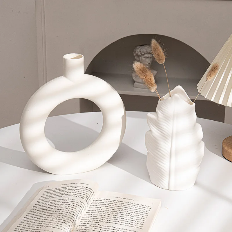Nordic Plastic Vase White Imitation Ceramic Flower Pot Plants Vases Home Wedding Decorative Dining Table Decor Ваза Для Цветов - Image 3