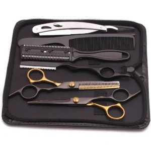 Hair Cutting Scissors 6" Japan Stainless Gold Black Hairdressing Scissors Thinning Shears Haircut Set Salon Barber Dropshipping